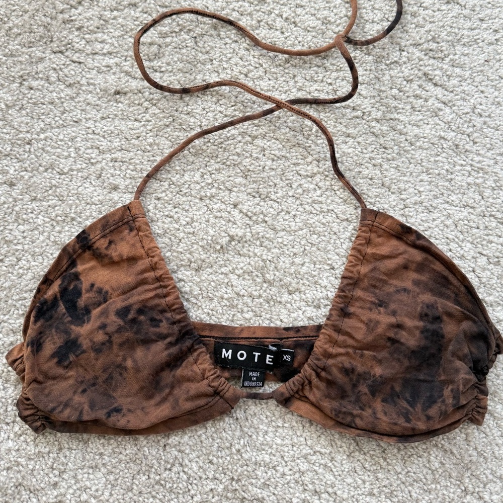 Motel Rocks Brown Tie-Dye Halter Top - Picture 1 of 3